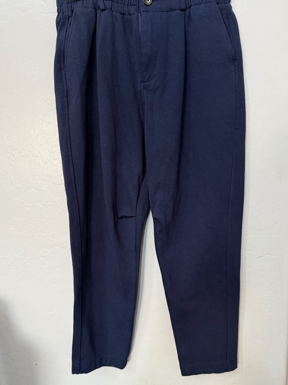 YoungLA Navy Elastic Waist Tapered Chinos